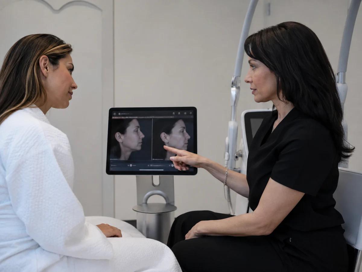 Skin analysis during an aesthetic assessment