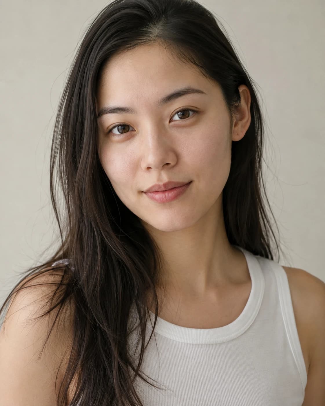 Editorial close crop of bright, rested eyes and skin.